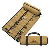 Roll-up tool mat with tools and Harvey branding on a white background